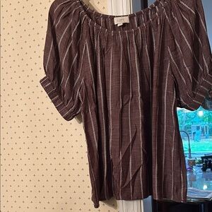 LOFT Chocolate Striped Blouse